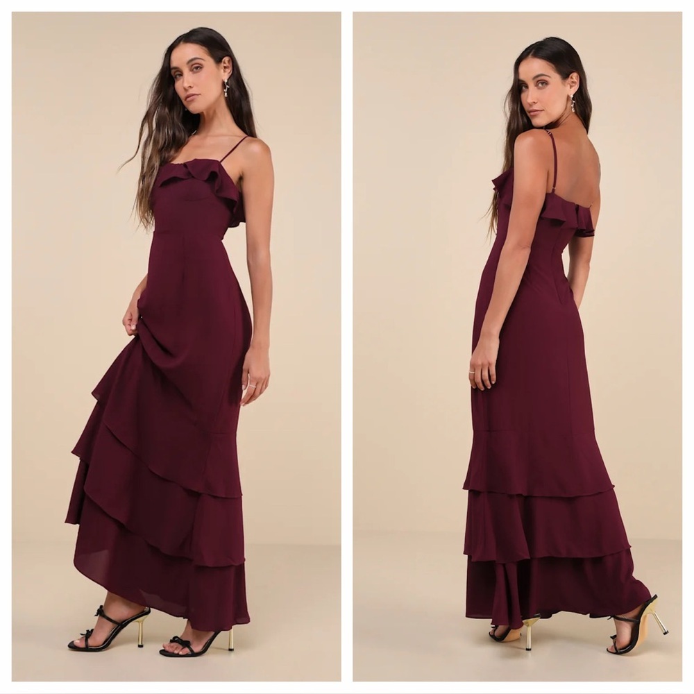 Lulus Lively Evenings Plum Purple Sleeveless Tiered Maxi Dress